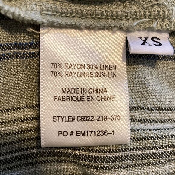 CLOTH & Stone Anthropologie Linen Blend Striped Shirt Dress Button Back Size XS - Picture 14 of 14